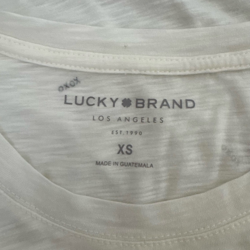 WT LUCKY BRAND Cream Crew Neck Tee (XS) - Picture 4 of 9